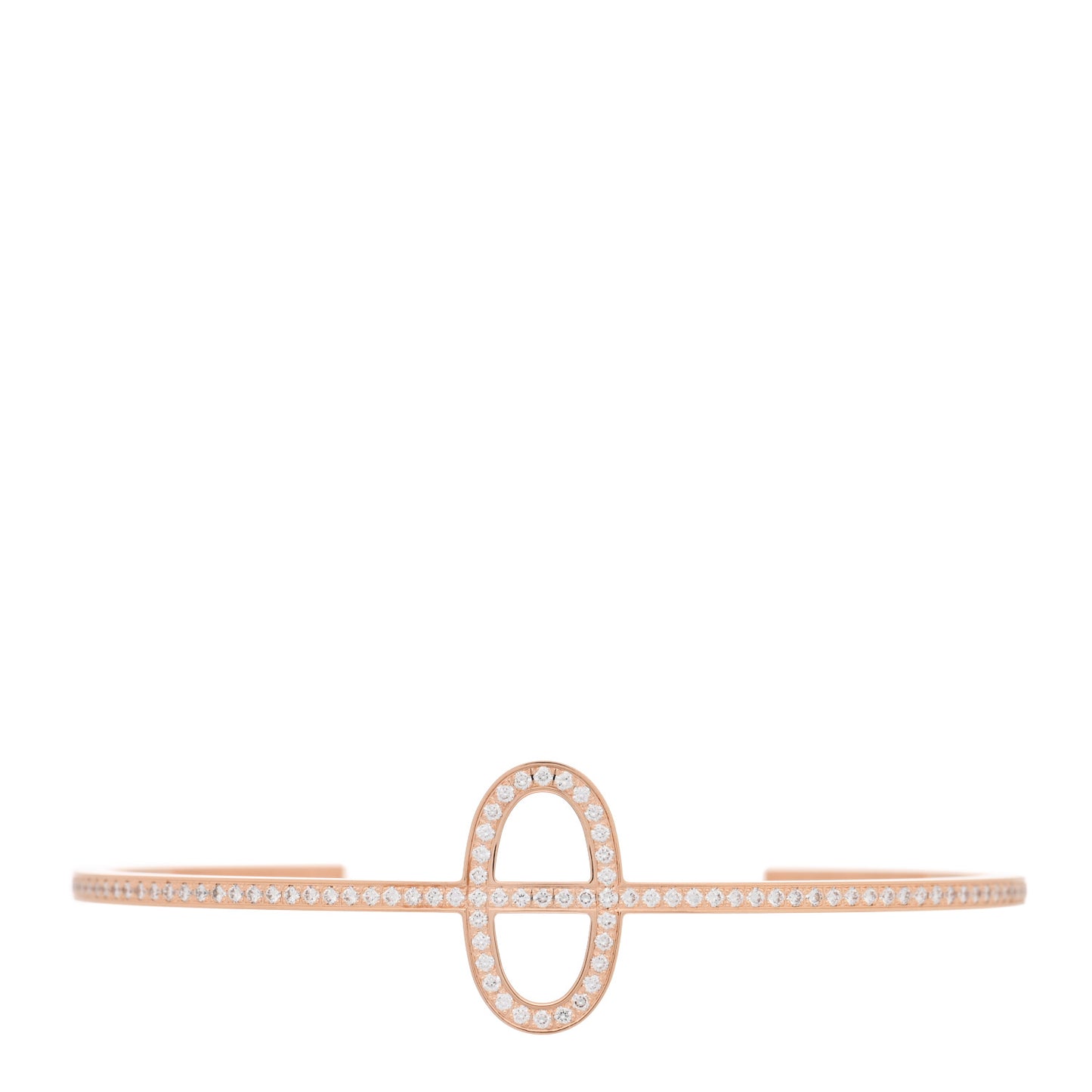 18K Rose Gold Diamond Chaine d'Ancre Contour Cuff Bracelet SH