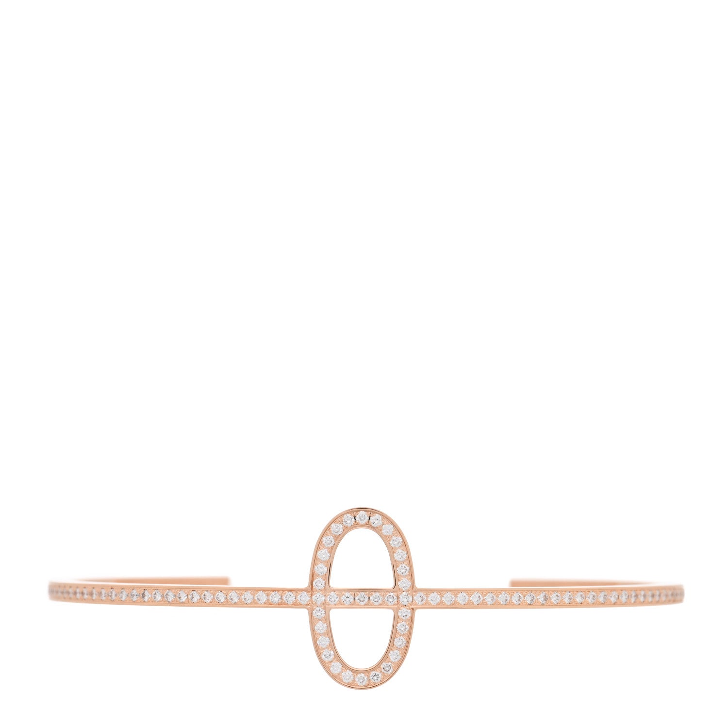 Hermes 18K Rose Gold Diamond Chaine d'Ancre Contour Cuff Bracelet SH 1 of 4