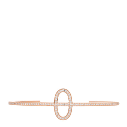 Hermes 18K Rose Gold Diamond Chaine d'Ancre Contour Cuff Bracelet SH 1 of 4