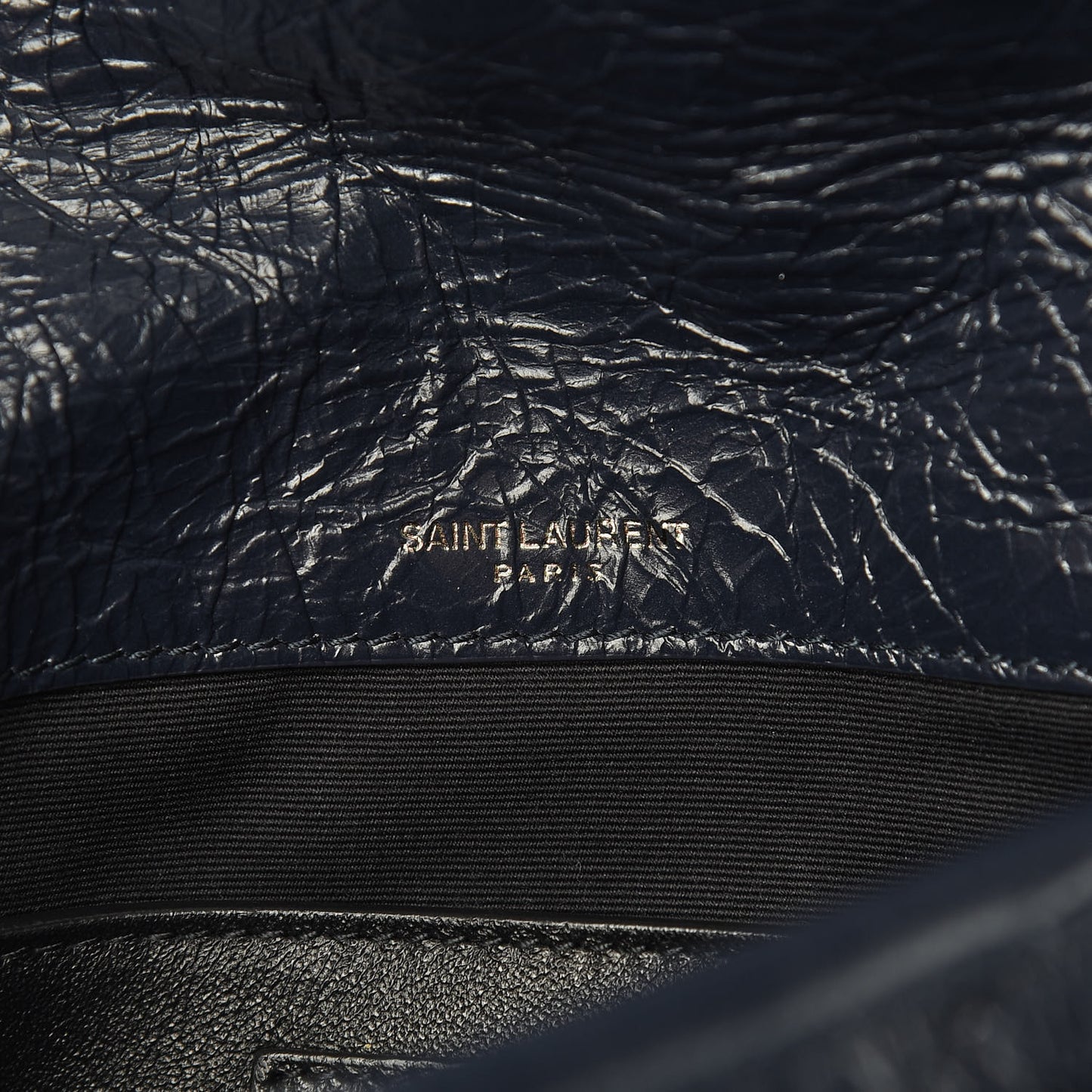 Crinkled Calfskin Matelasse Monogram Baby Niki Chain Satchel Navy