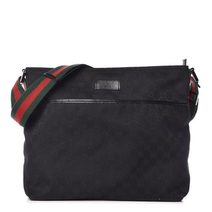 Gucci Monogram Web Medium Flat Messenger Bag Black 1 of 9