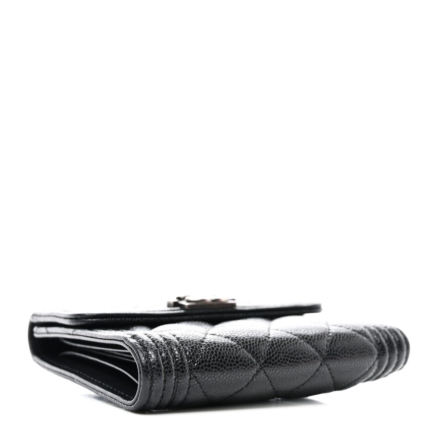 Caviar Quilted Compact Boy Wallet Black