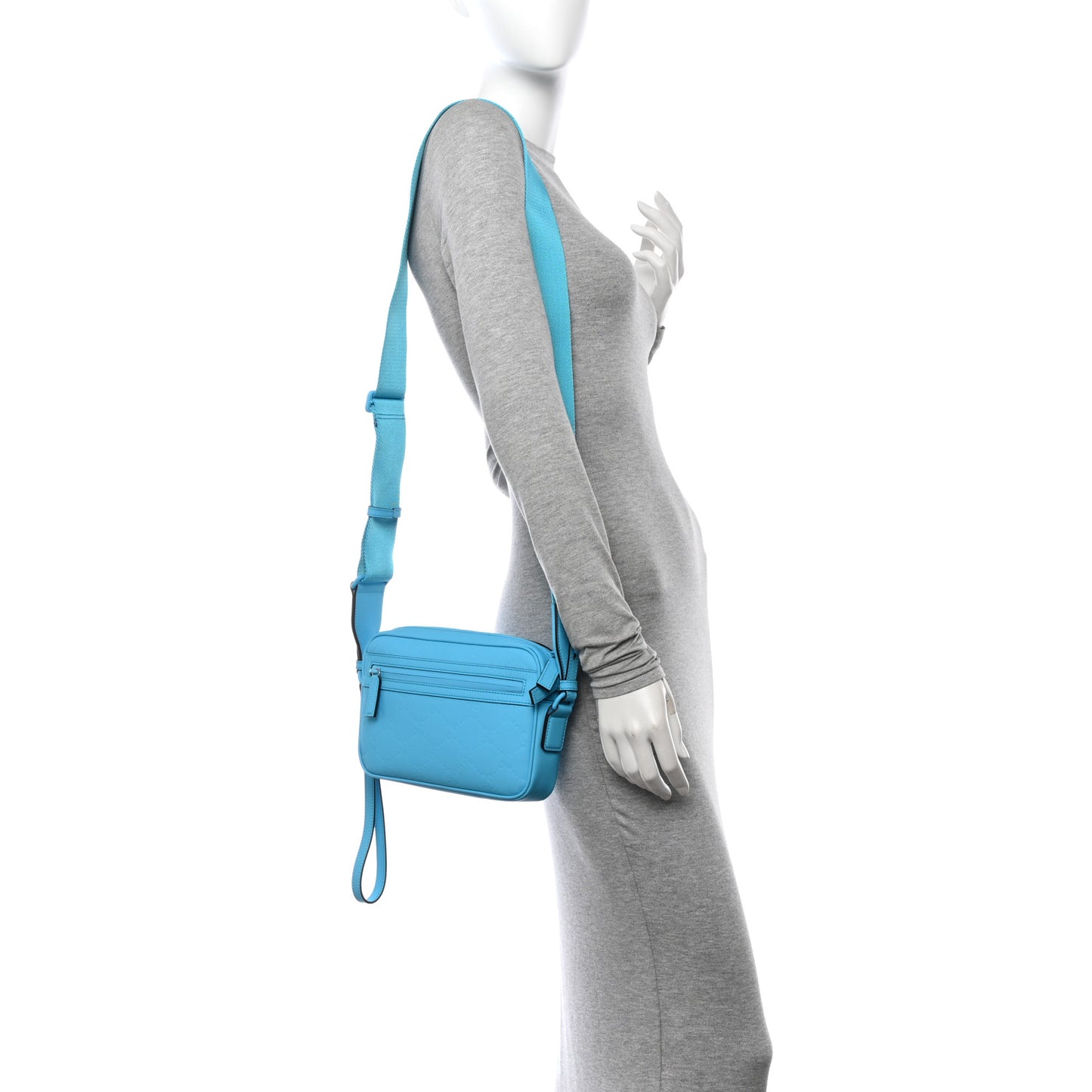 Rubber Effect Monogram GG Crossbody Bag Bright Blue