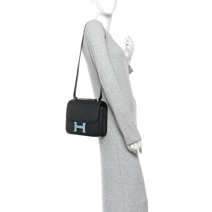 Hermes Epsom Enamel Constance 24 Black Bleu Saint Cyr 2 of 10