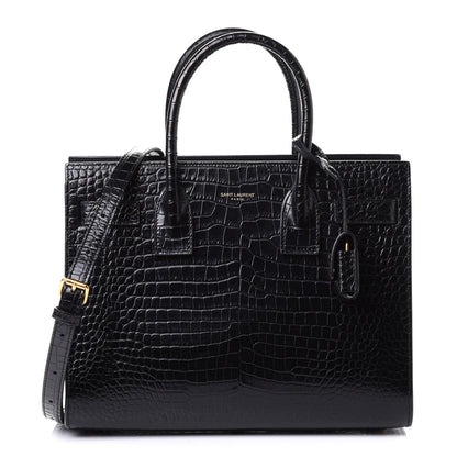 Saint Laurent Calfskin Crocodile Embossed Baby Sac De Jour Black 1 of 4