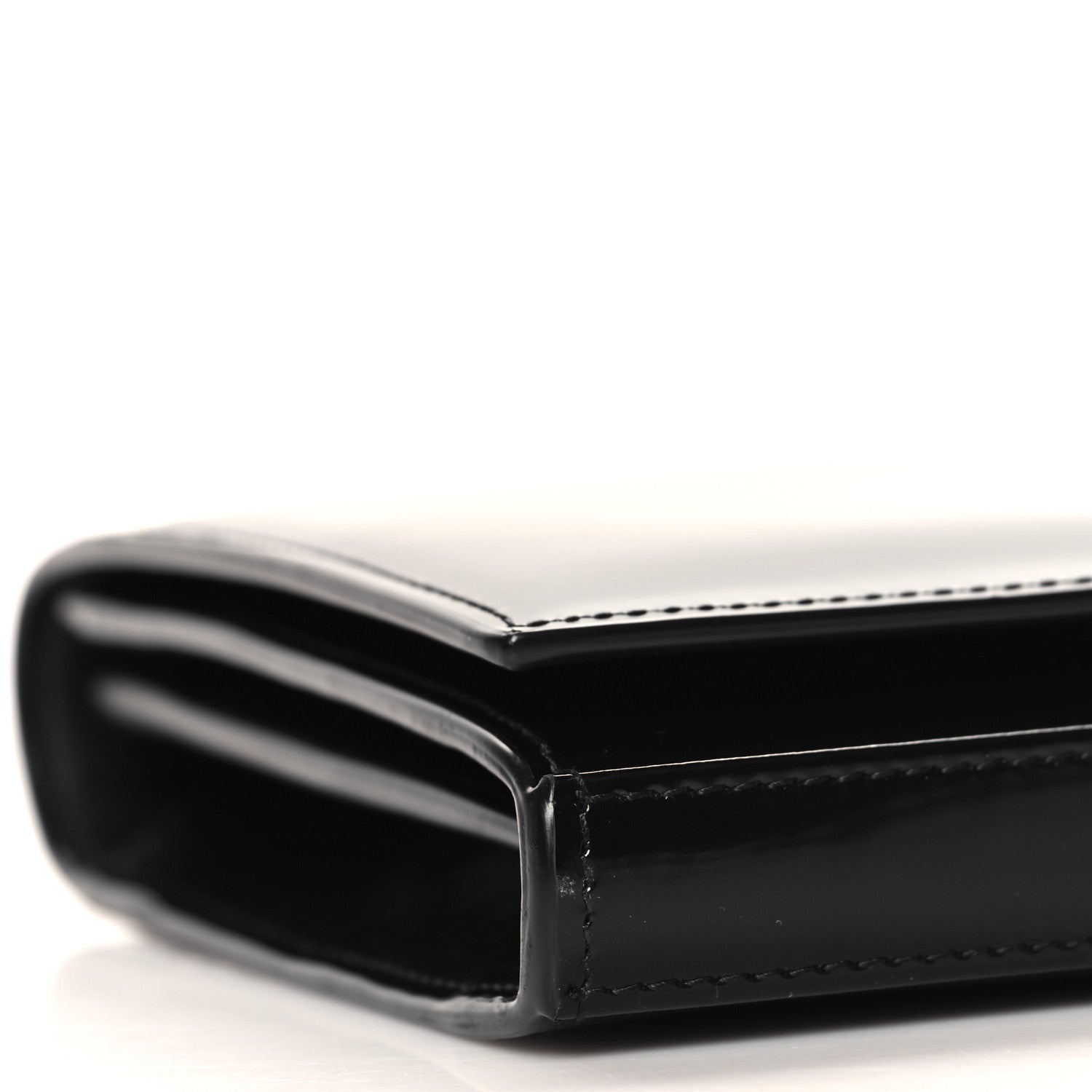 Saint Laurent Glazed Calfskin Cassandre Wallet On Chain WOC Black 8 of 9