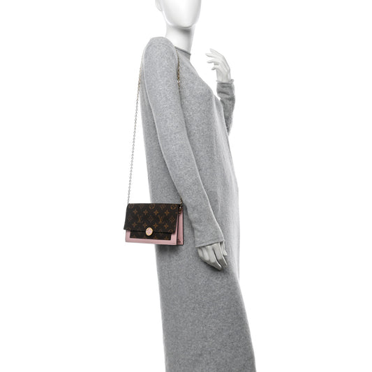 Monogram Flore Chain Wallet Rose Ballerine