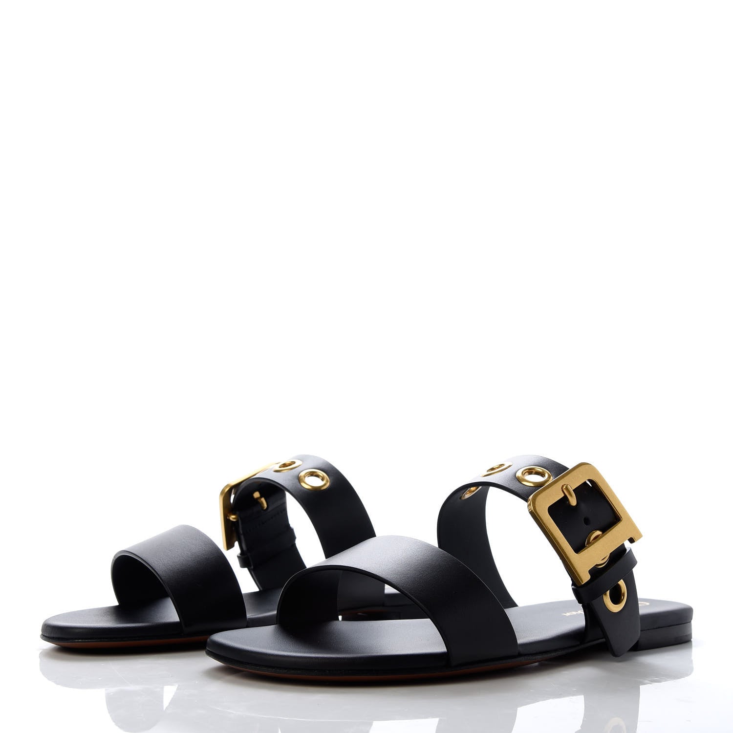 Christian Dior Calfskin D-Dior Slide Flat Sandals 36.5 Black 3 of 10