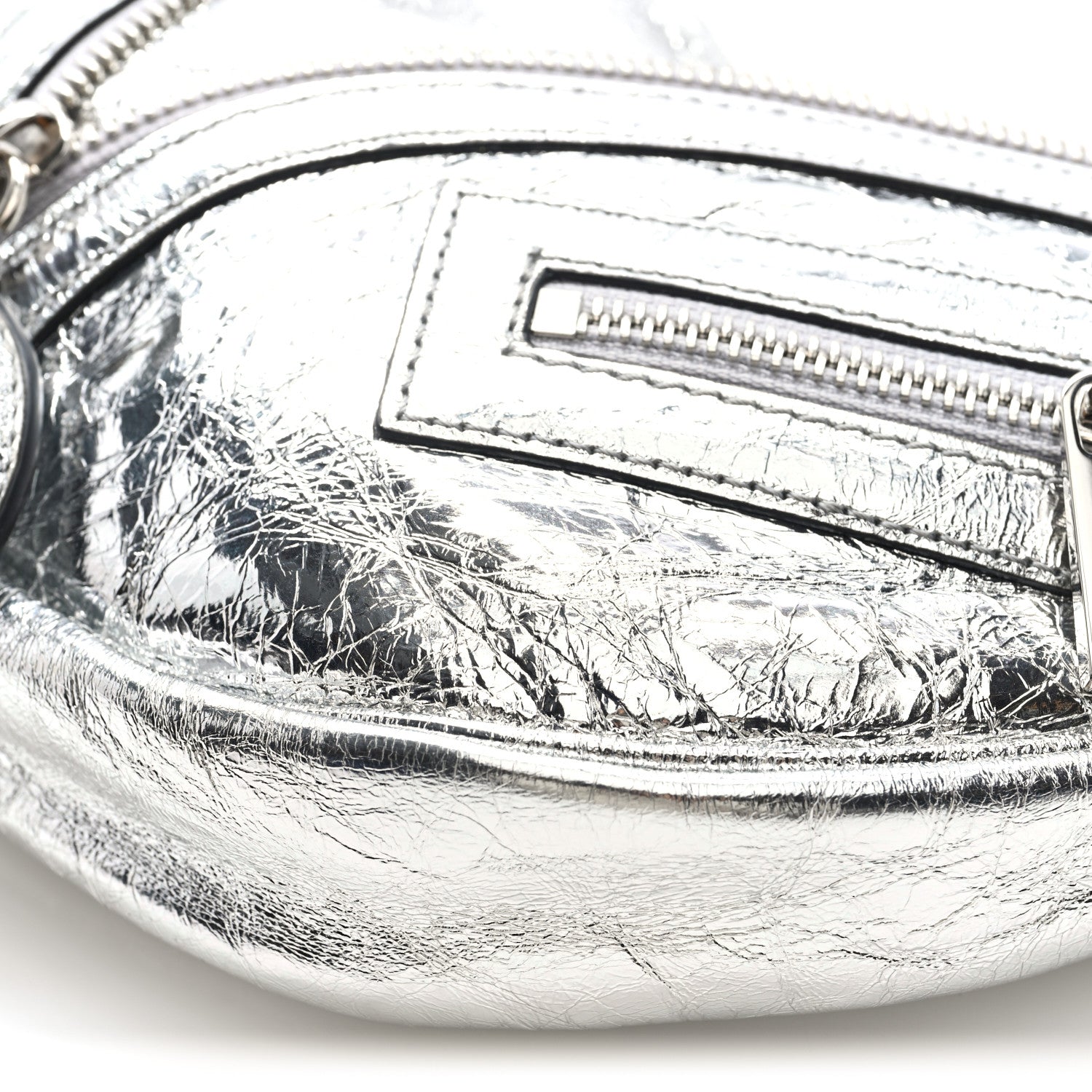 Versace Metallic Calfskin Small Repeat Zip Hobo Silver 9 of 9