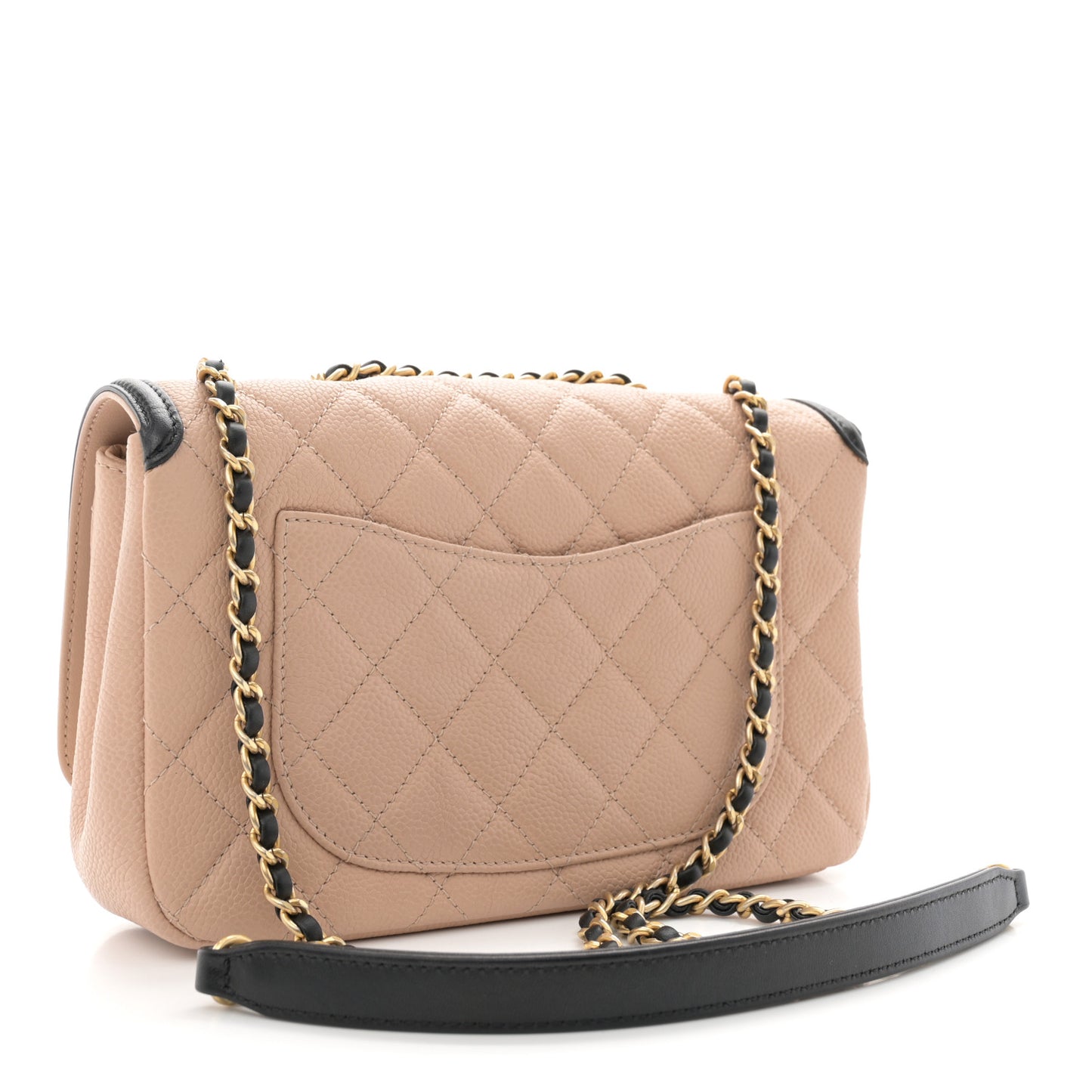 Caviar Quilted Small CC Filigree Flap Beige Black