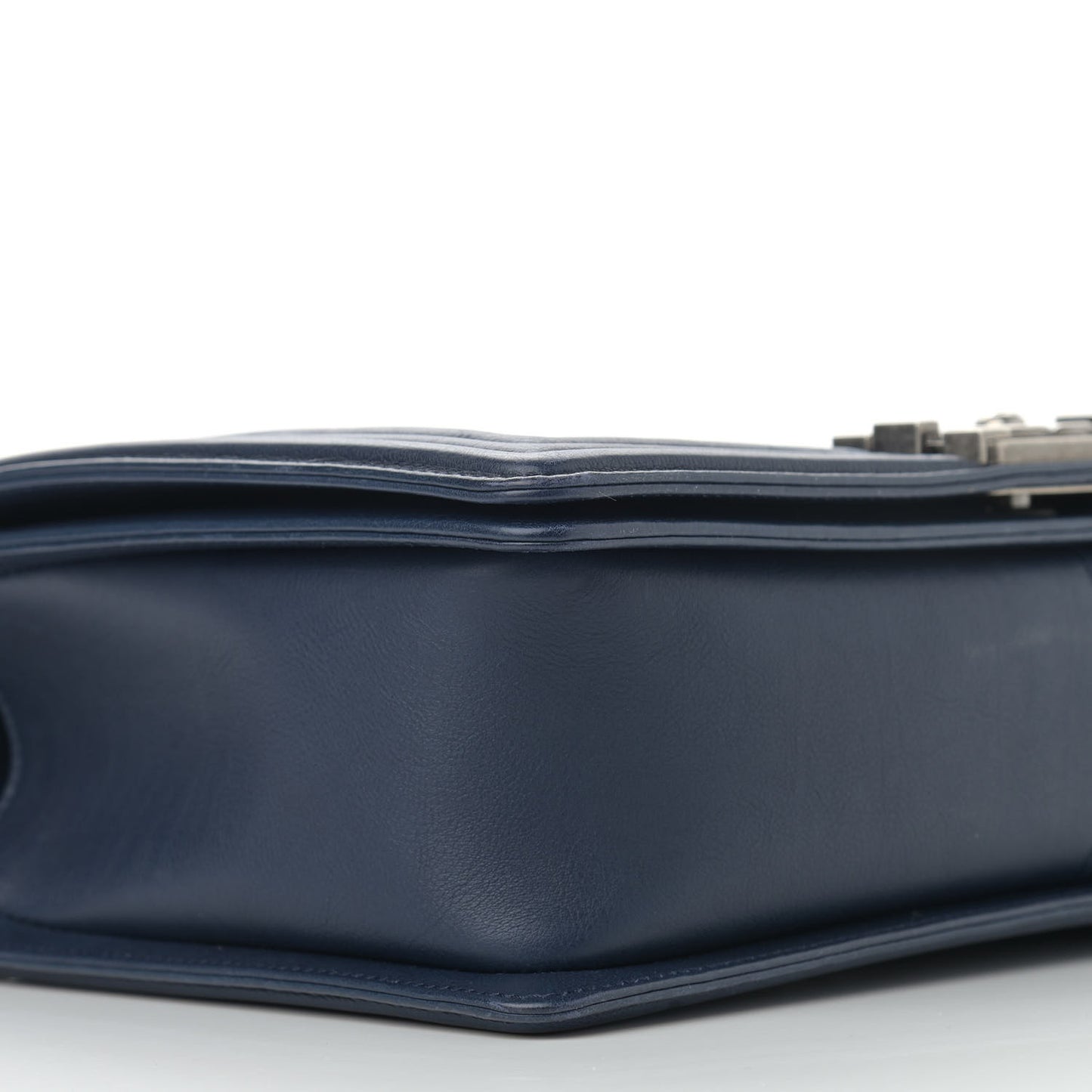 Calfskin Double Stitch New Medium Boy Flap Navy Blue