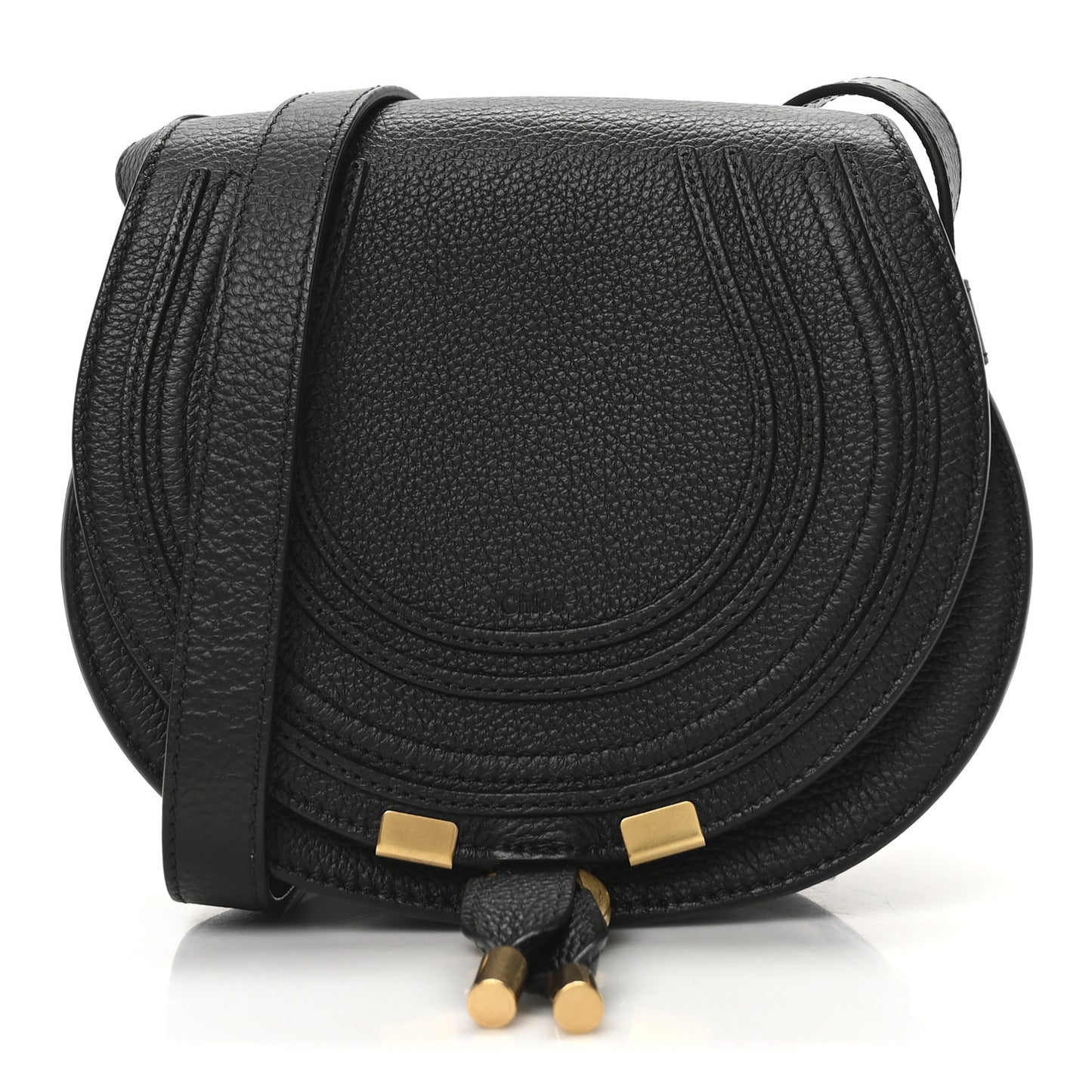 Calfskin Mini Marcie Round Crossbody Bag Black
