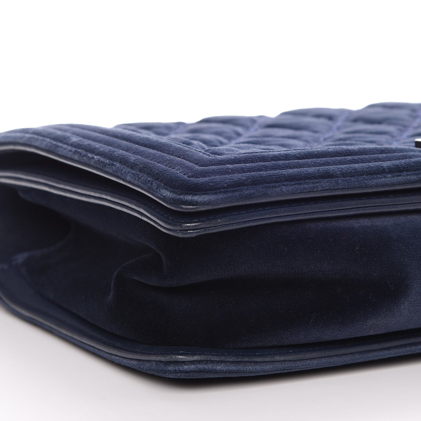 Velvet Tweed Quilted New Medium Boy Flap Dark Navy Blue