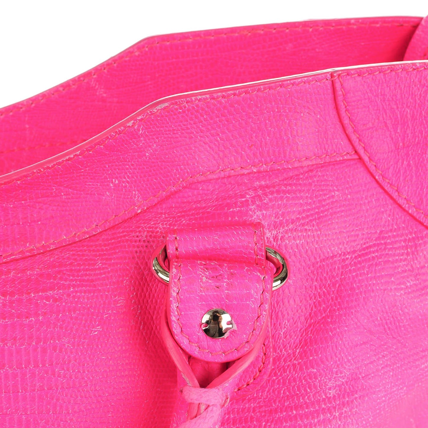 Calfskin Lizard Embossed Classic Silver Hardware City Rose Fluo
