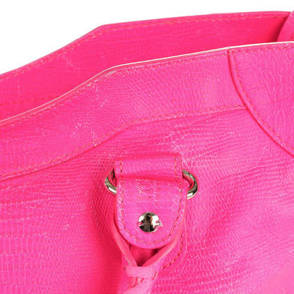 Balenciaga Calfskin Lizard Embossed Classic Silver Hardware City Rose Fluo 9 of 15