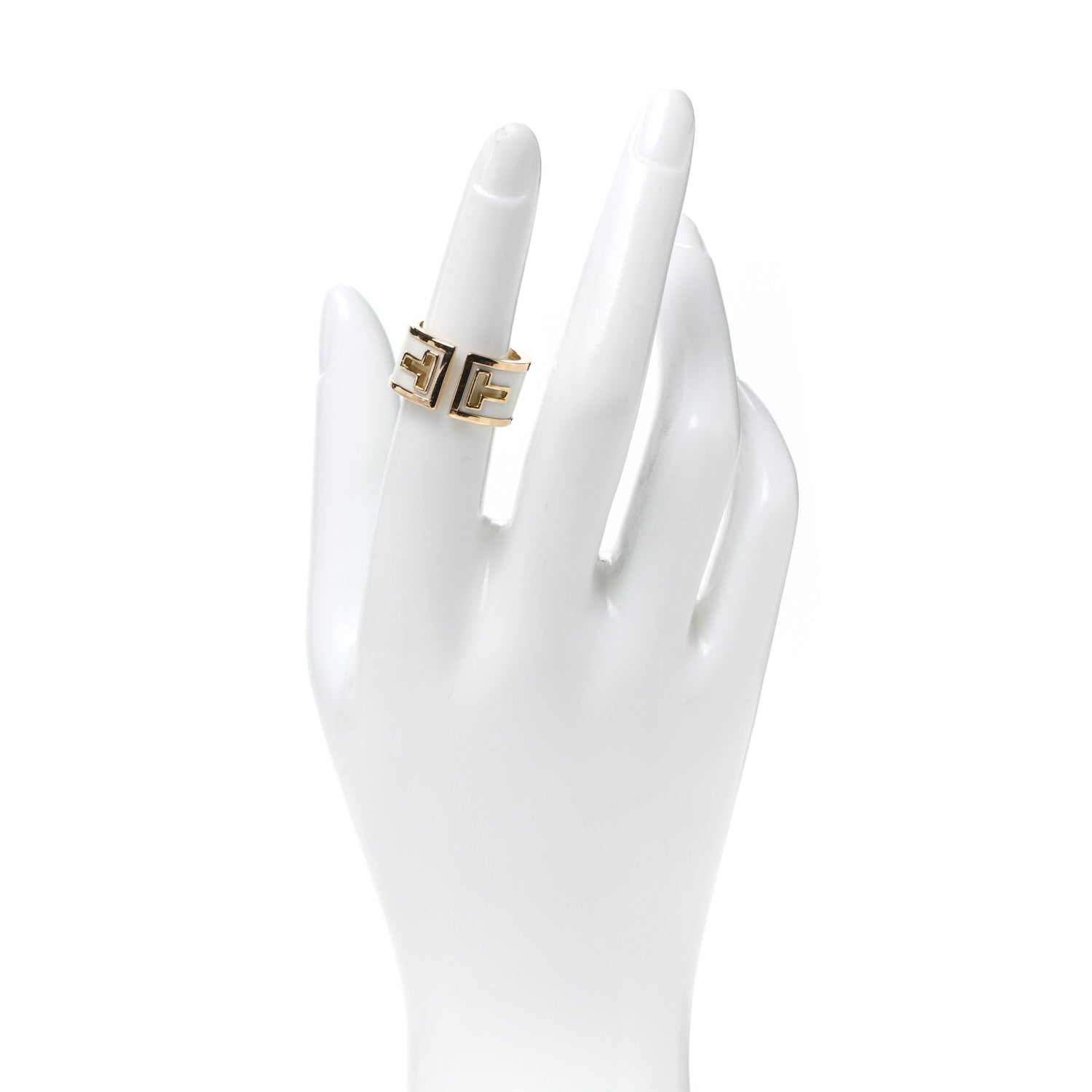 Tiffany 18K Yellow Gold White Ceramic T Cutout Ring 52 6 2 of 5