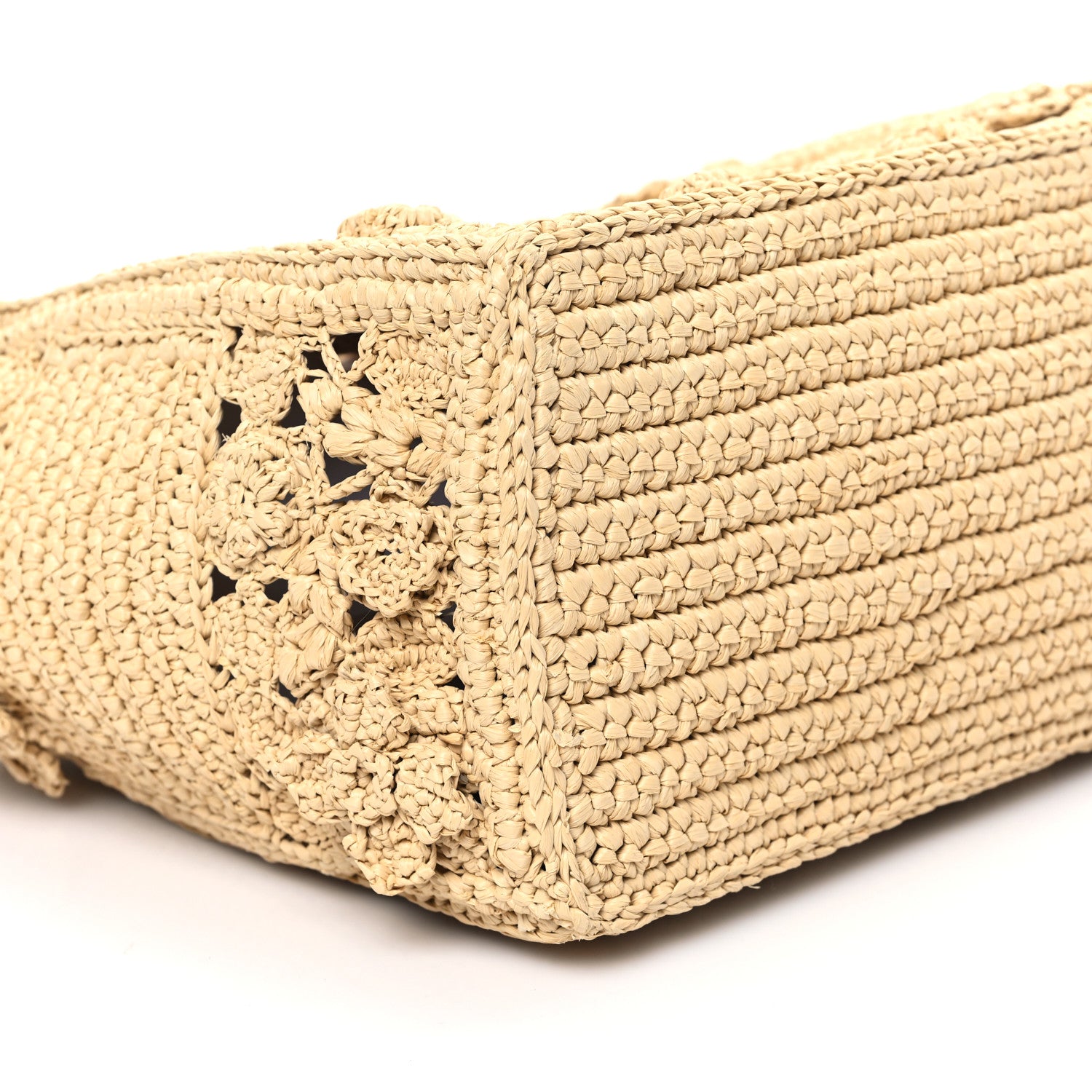 Christian Dior Woven Raffia Floral Embellished Small Book Tote Natural 11 of 13