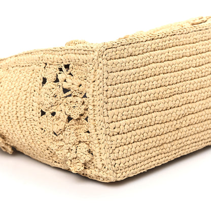 Christian Dior Woven Raffia Floral Embellished Small Book Tote Natural 11 of 13