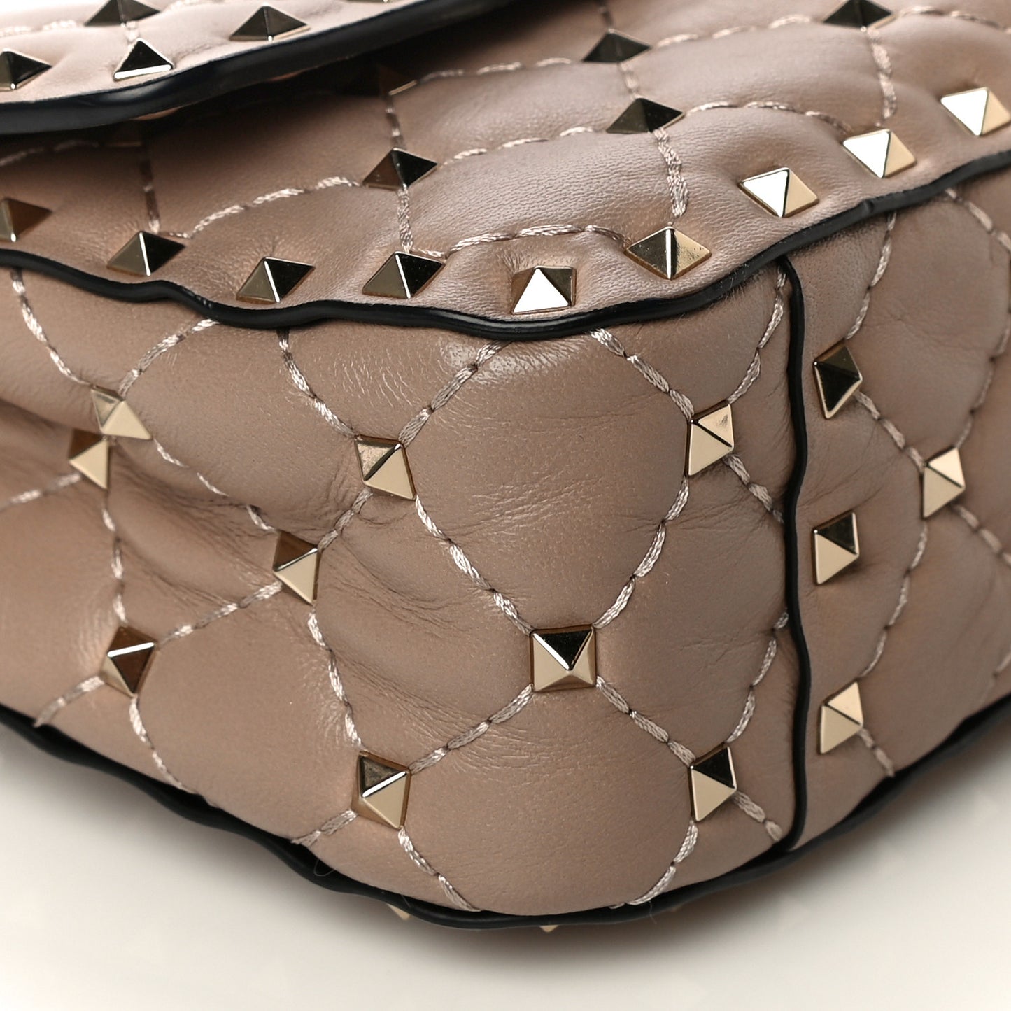 Nappa Small Rockstud Spike Shoulder Bag Poudre