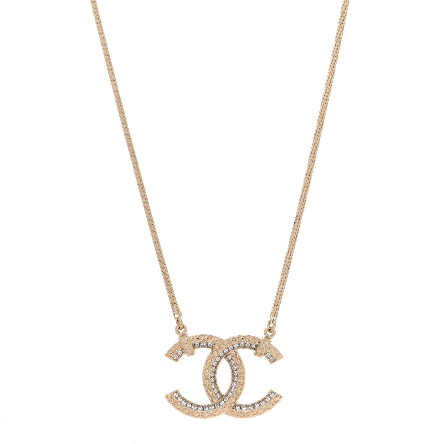 Chanel Crystal CC Chain Necklace Gold 1 of 6