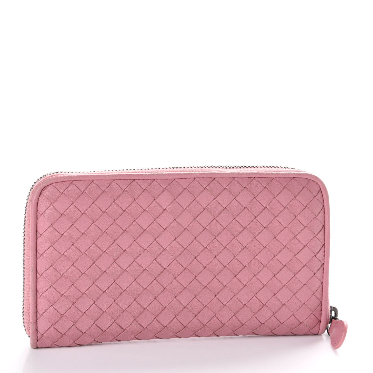Bottega Veneta Nappa Intrecciato Zip Around Wallet Pink 2 of 7