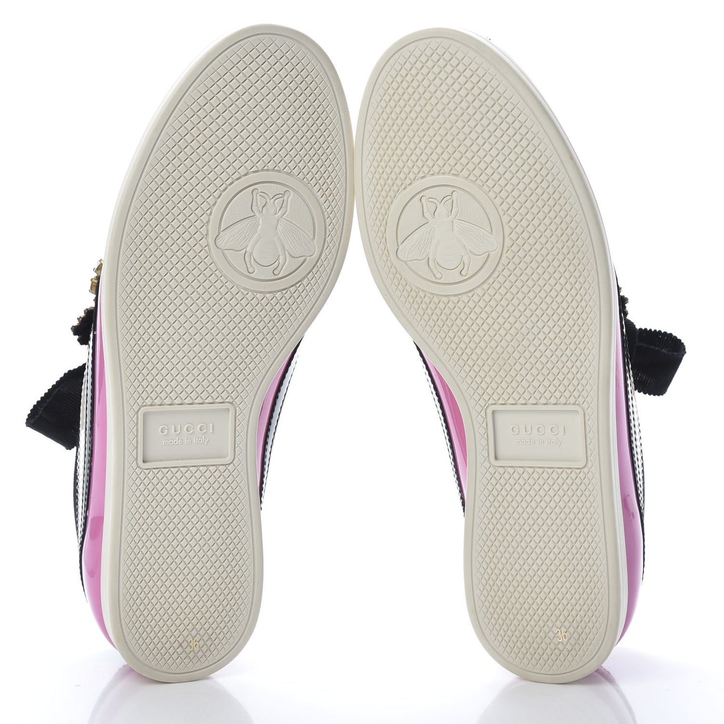 Patent Calfskin Crystal Womens Web Falacer Sneakers 36 Pink
