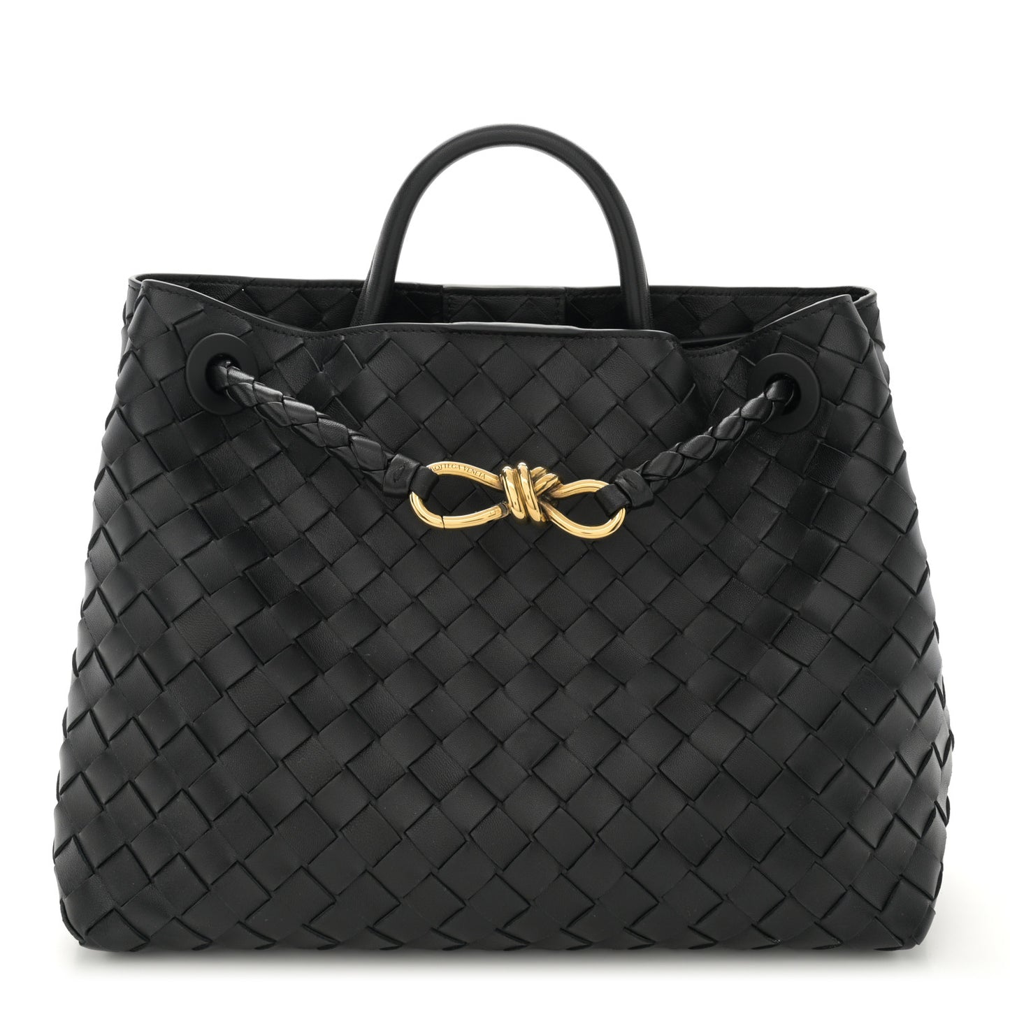 Nappa Intrecciato Medium Andiamo Shoulder Bag Black