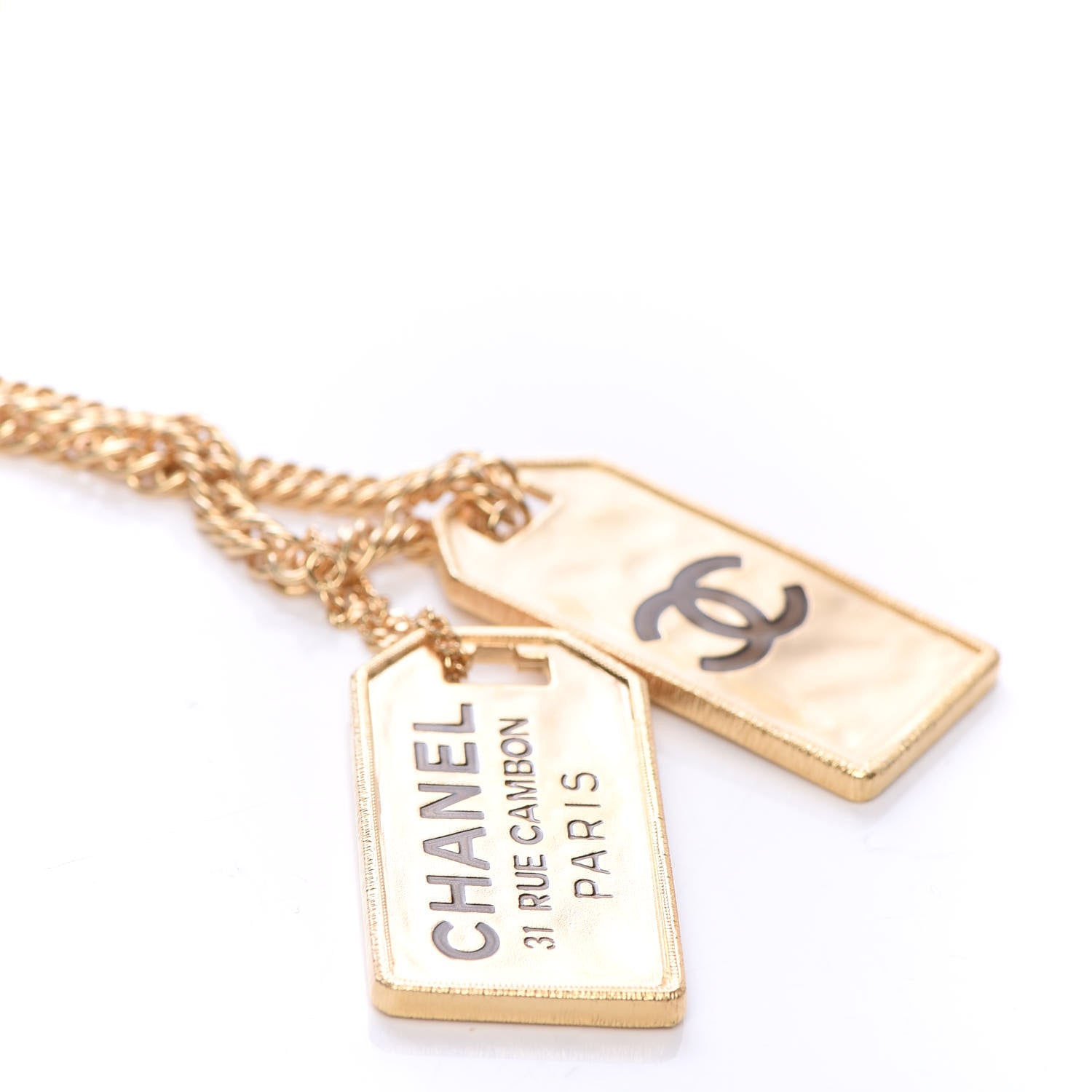 Chanel ID Dog Tag Charm Necklace Gold 6 of 7