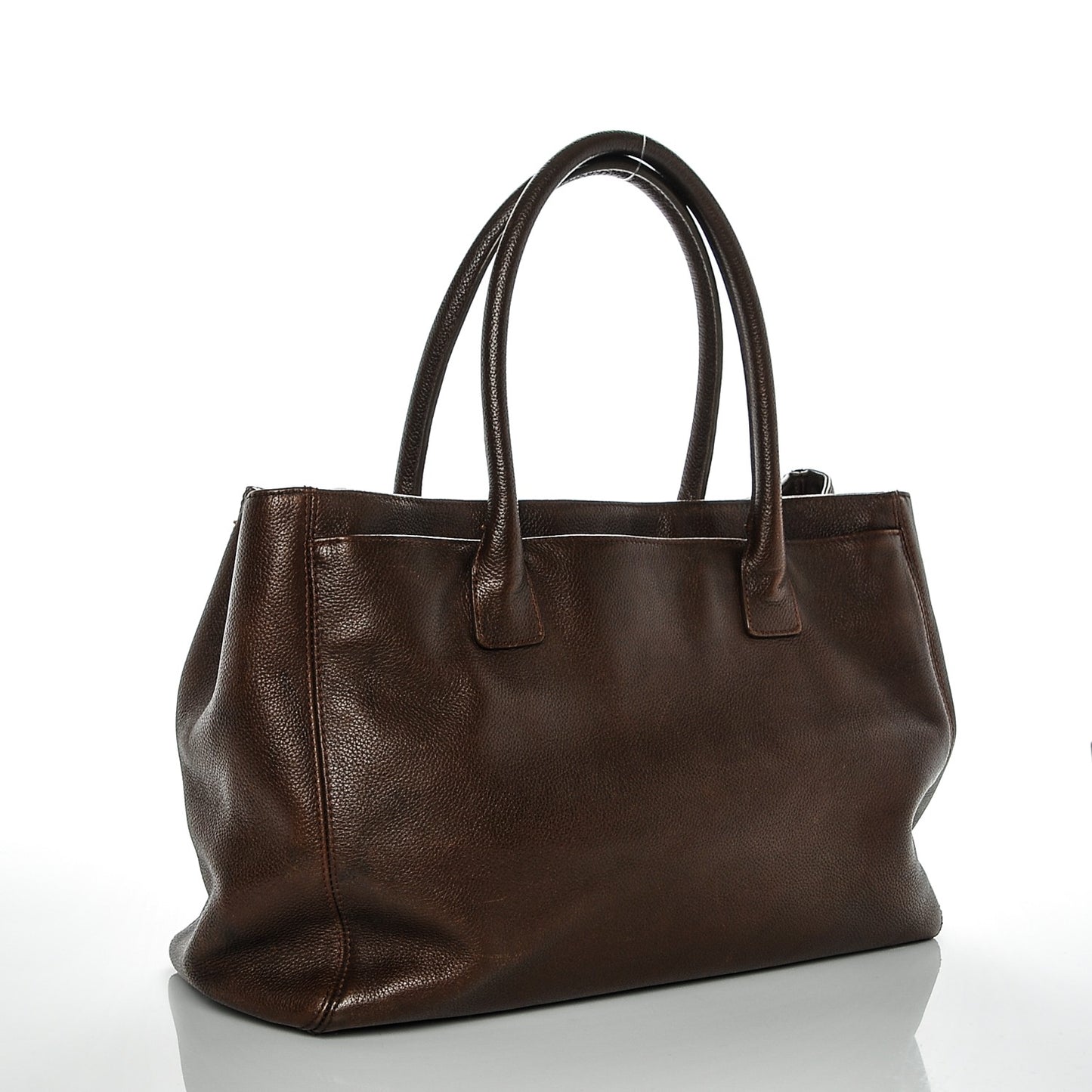 Calfskin Cerf Executive Shopper Tote Brown