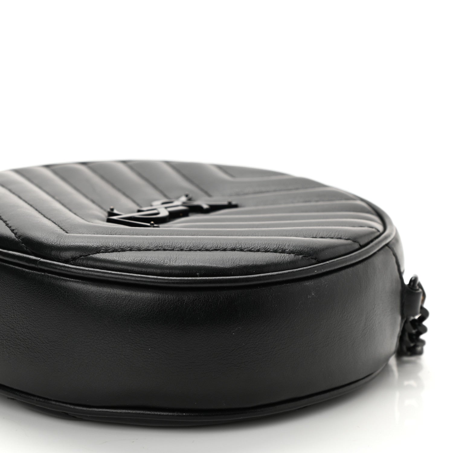 Saint Laurent Calfskin Matelasse Chevron Round Vinyle Camera Bag Black 7 of 8