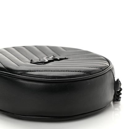Saint Laurent Calfskin Matelasse Chevron Round Vinyle Camera Bag Black 7 of 8