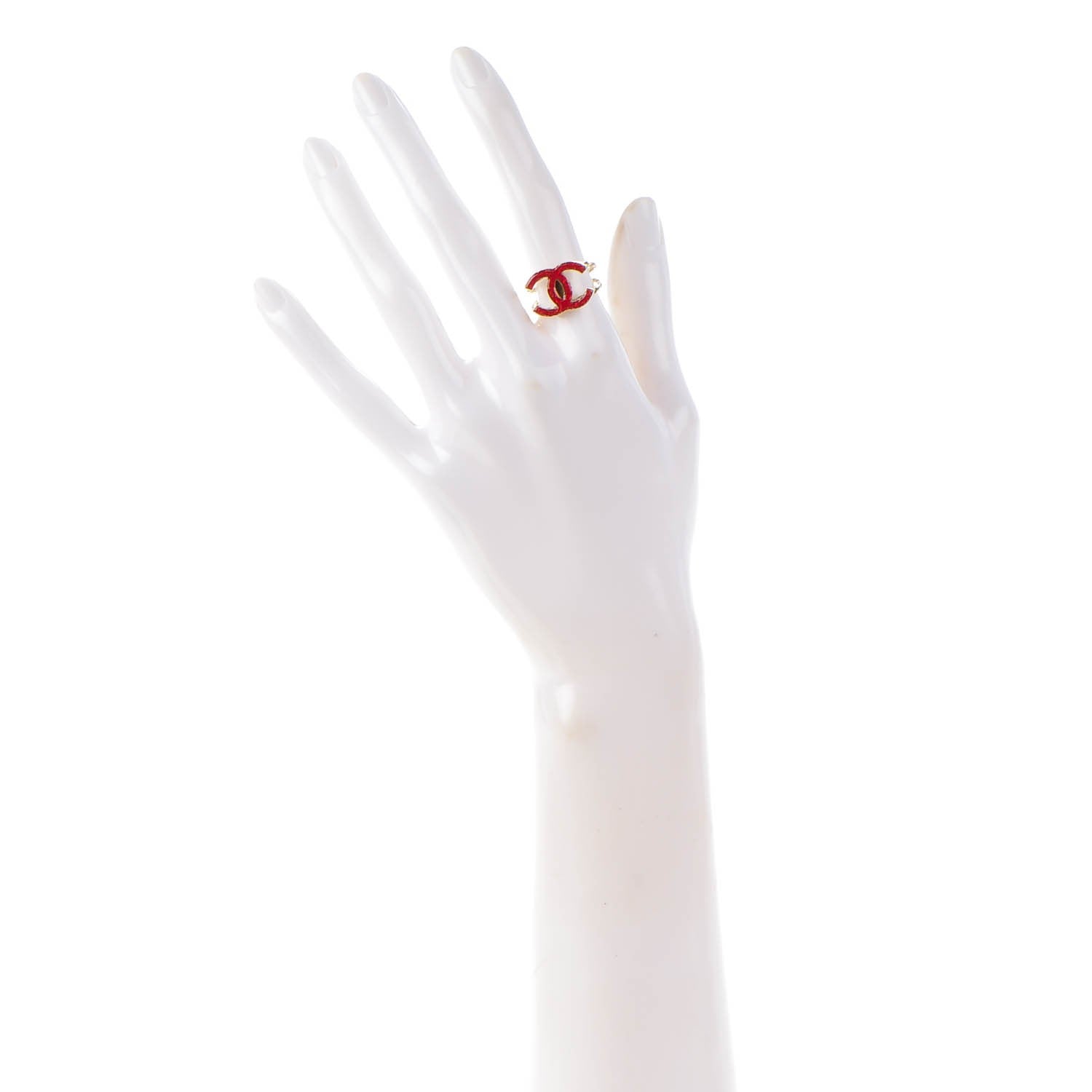Chanel Enamel CC Ring 6.5 Red Gold 2 of 5