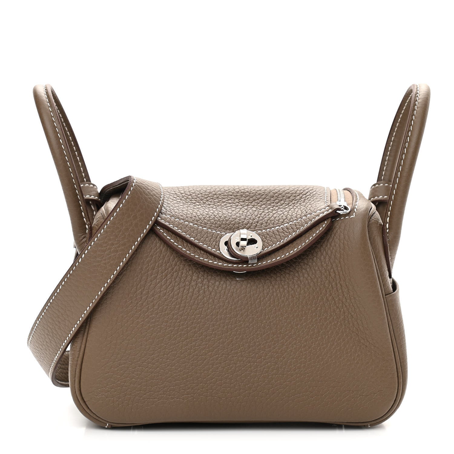 Hermes Taurillon Clemence Mini Lindy 20 Etoupe 1 of 10