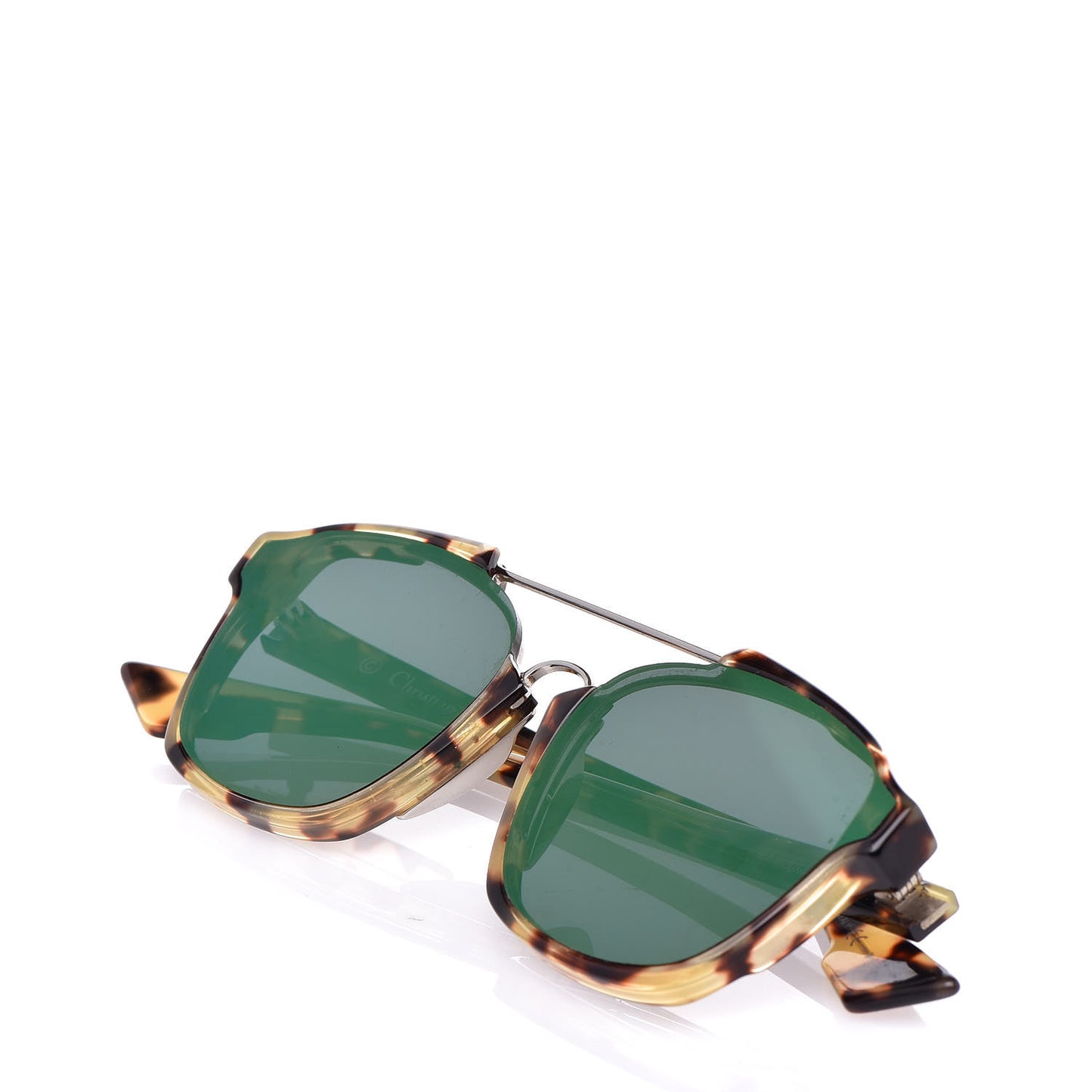 Abstract Square Mirrored Sunglasses Spotted Havana Green
