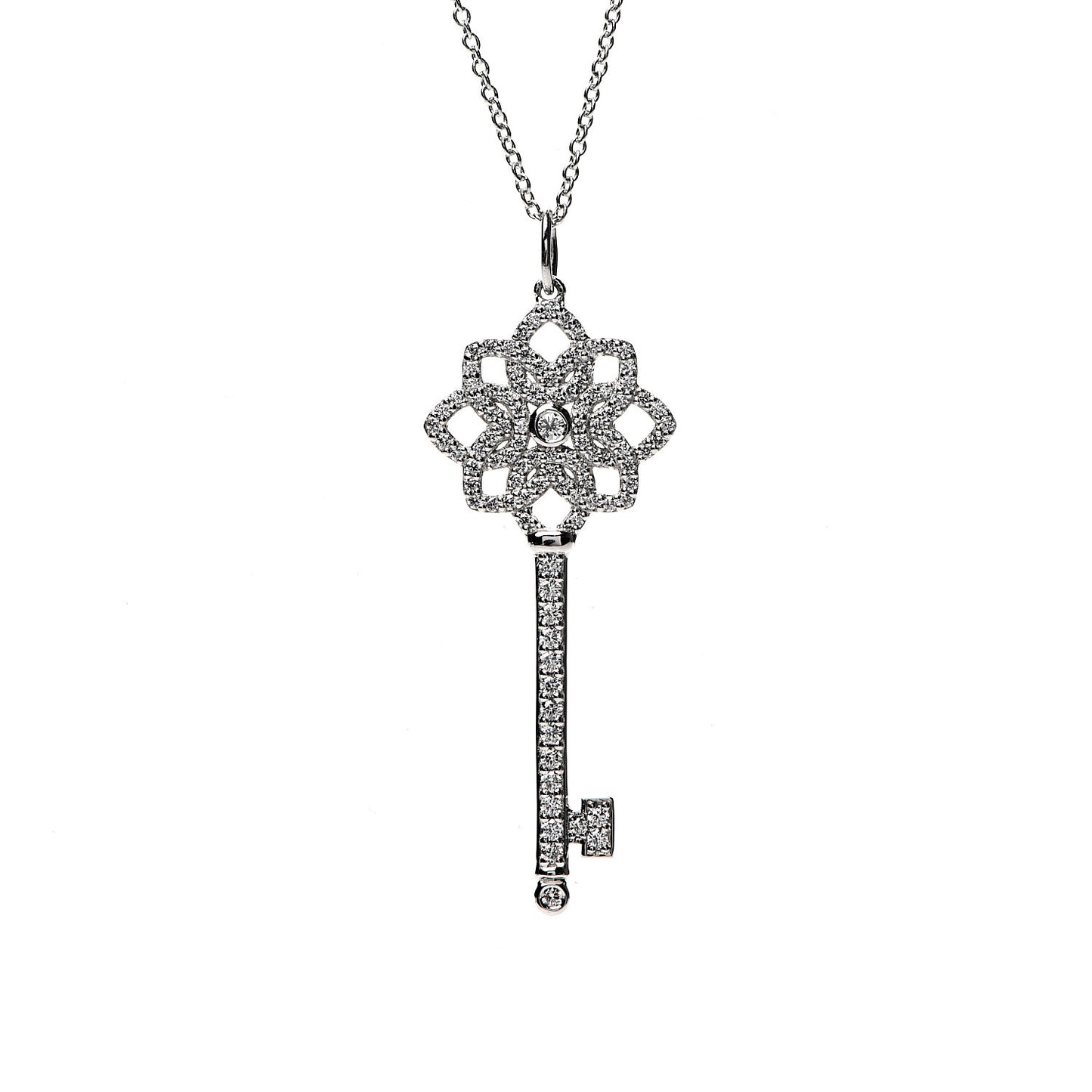 Platinum Diamond Medium Woven Key Pendant Necklace