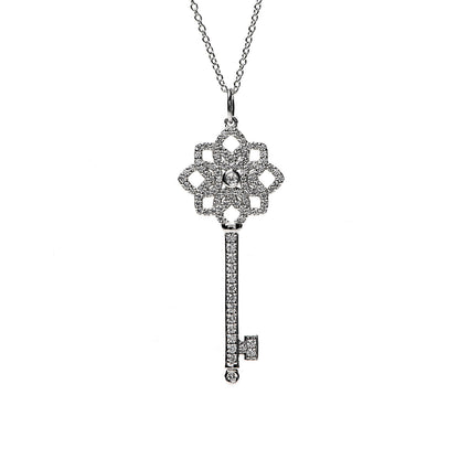 Tiffany Platinum Diamond Medium Woven Key Pendant Necklace 7 of 8