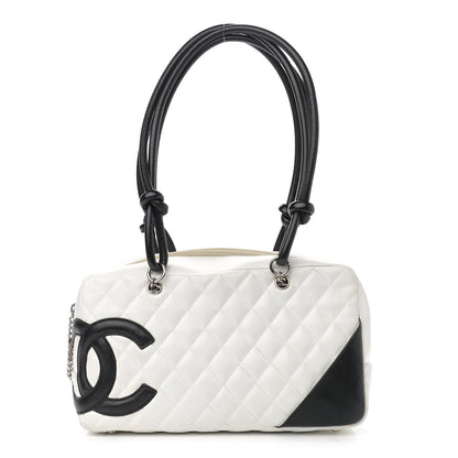 Chanel Calfskin Quilted Large Cambon Bowler White Black 1 of 14