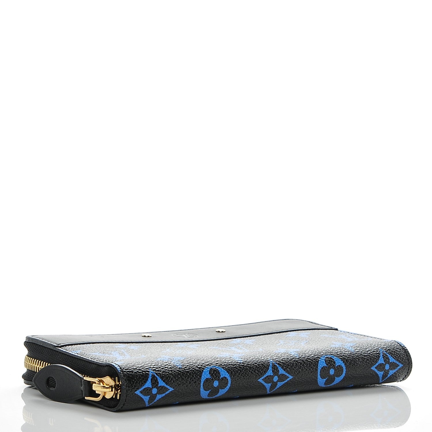 Louis Vuitton Calfskin Colored Monogram Zippy Wallet Blue Black 4 of 6