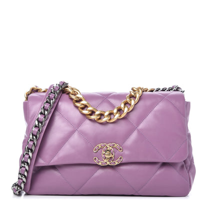 Chanel Goatskin Quilted Large Chanel 19 Flap Purple 1 of 10
