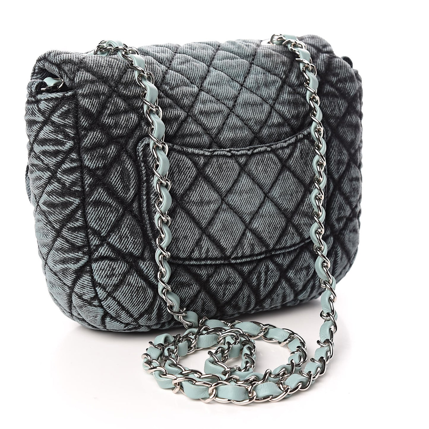 Denim Quilted Small Denimpression Flap Blue Black