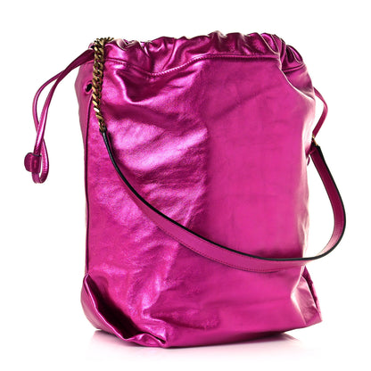 Saint Laurent Lambskin Teddy Drawstring Bag Fuchsia 4 of 11