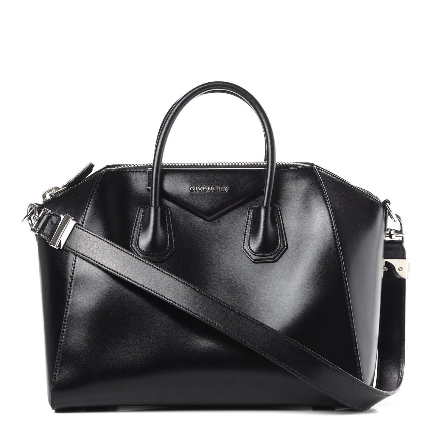 Shiny Lord Calfskin Medium Antigona Black