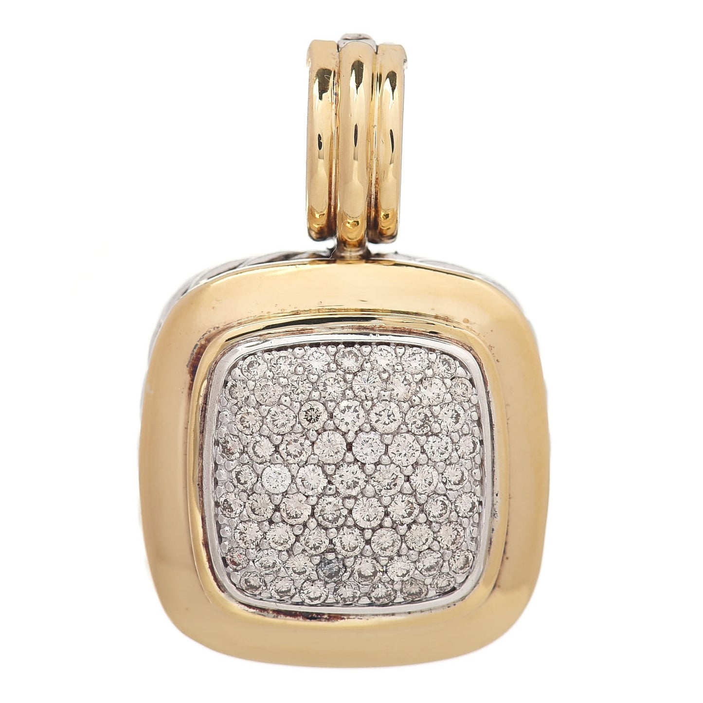 Sterling Silver 18K Yellow Gold Diamond Pave 14mm Albion Enhancer Pendant