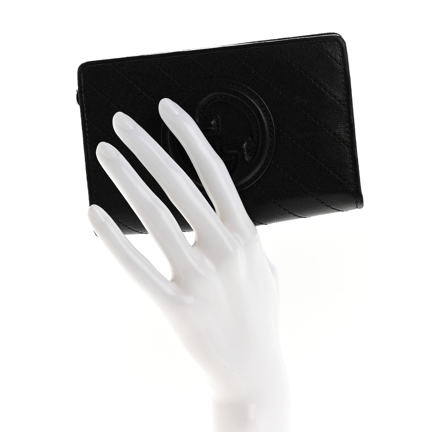 Sakai Be Green Calfskin Diagonal Stitched Blondie Travel Wallet Black