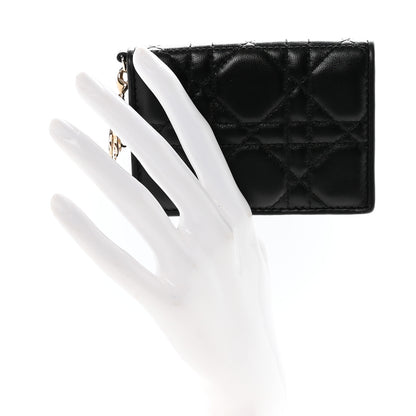 Christian Dior Lambskin Cannage Small Lady Dior Flap Card Holder Black 2 of 8