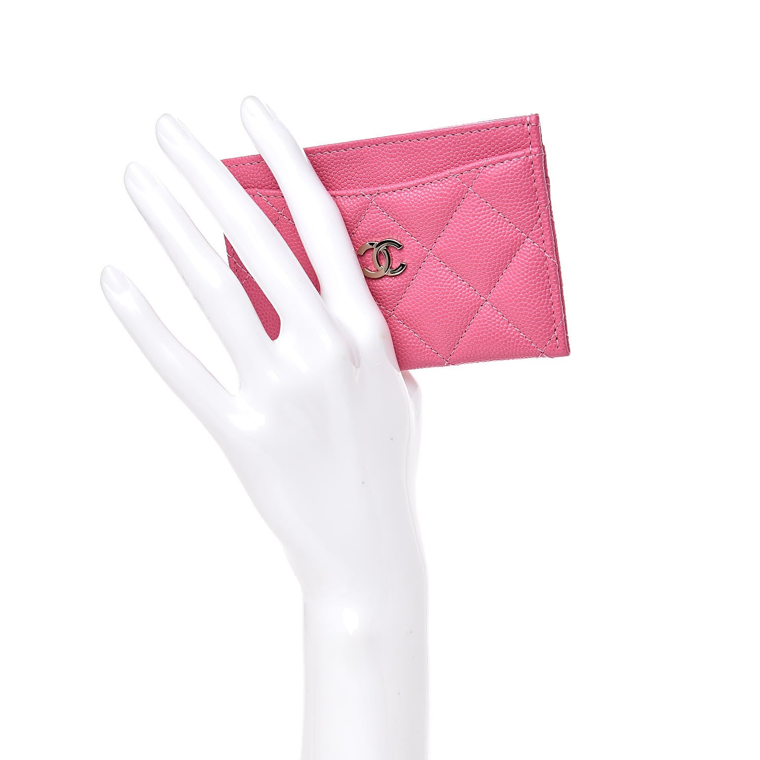 Chanel Caviar Quilted Card Holder Pink 2 of 9
