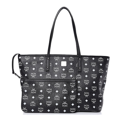 MCM Visetos Medium Anya Zip Top Shopper Tote Black 1 of 14