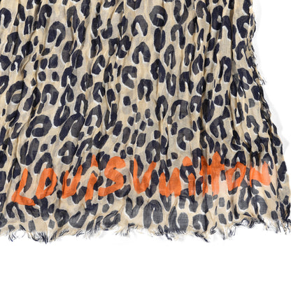 Louis Vuitton Cashmere Silk Leopard Etole Stole Marron 3 of 6