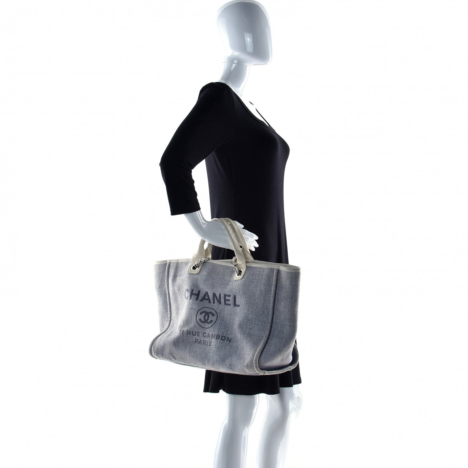 Chanel Canvas Medium Deauville Tote Light Blue 4 of 19