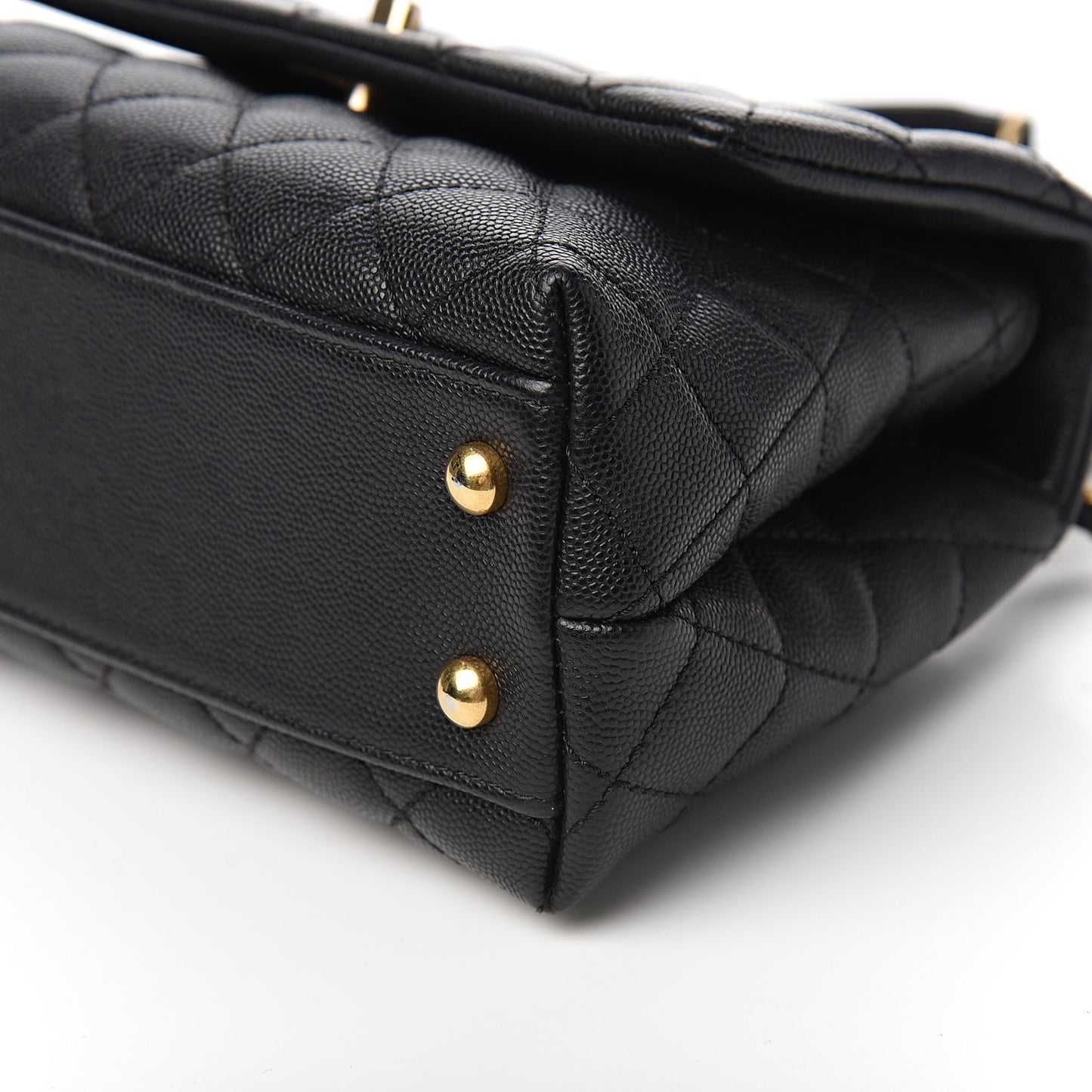 Caviar Quilted Mini Coco Handle Flap Black